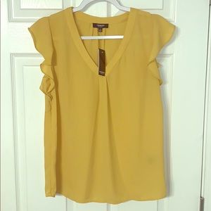 Yellow flutter sleeve top